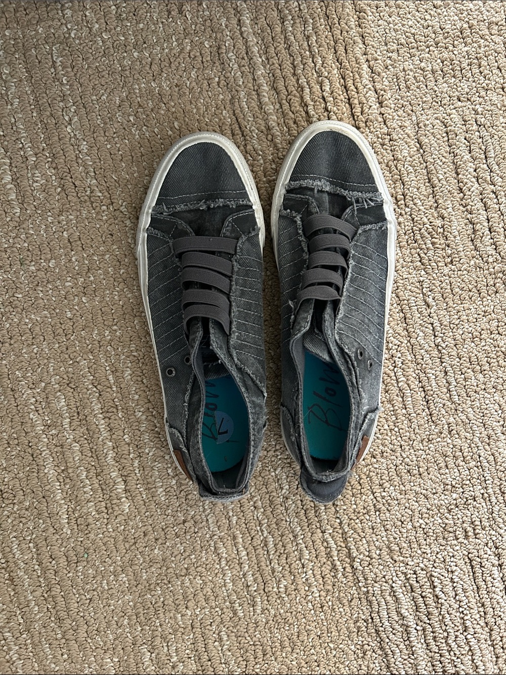 Blowfish Gray Distressed Canvas Slip-On Flats
